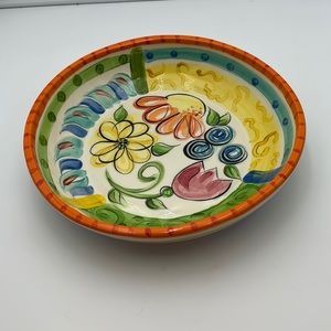 Vicki Carroll Large Serving Bowl Floral Blossoms Signed